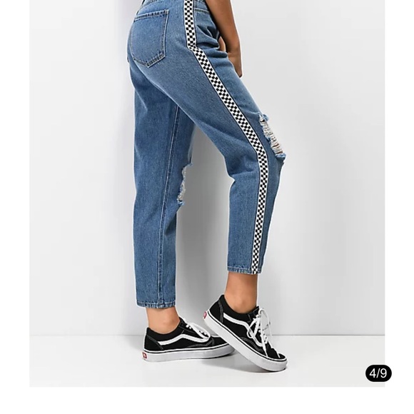 zumiez checkered mom jeans size 0 24” - Picture 9 of 14